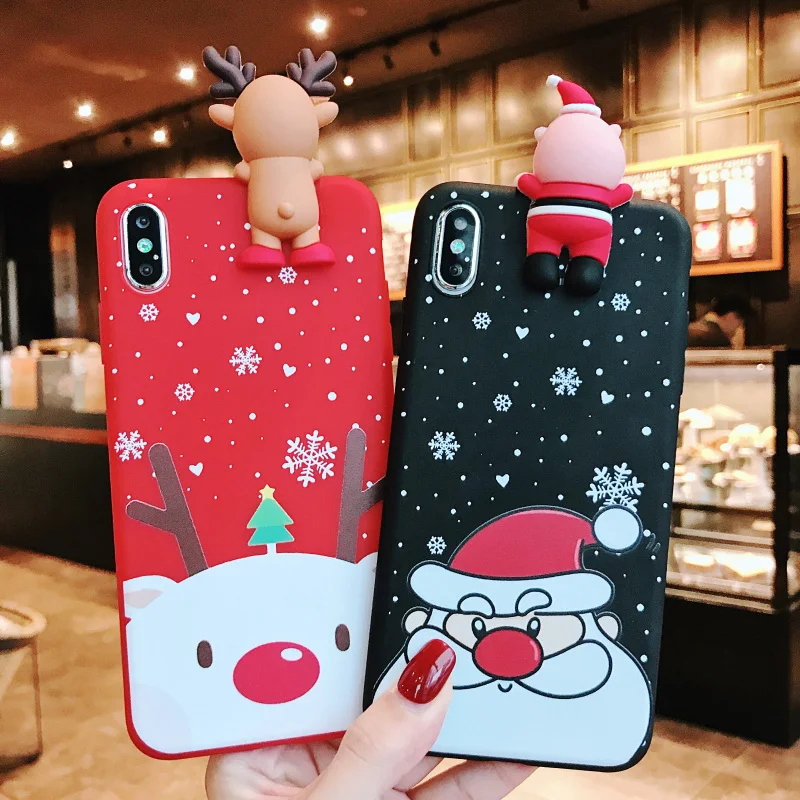 Moskado чехол для телефона с рождественским рисунком iPhone 6 S 7 8 Plus X XR XS Max 3D игрушки