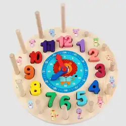 Деревянные многогранные радужные часы цифровой будильник познавательная игрушка Подарки