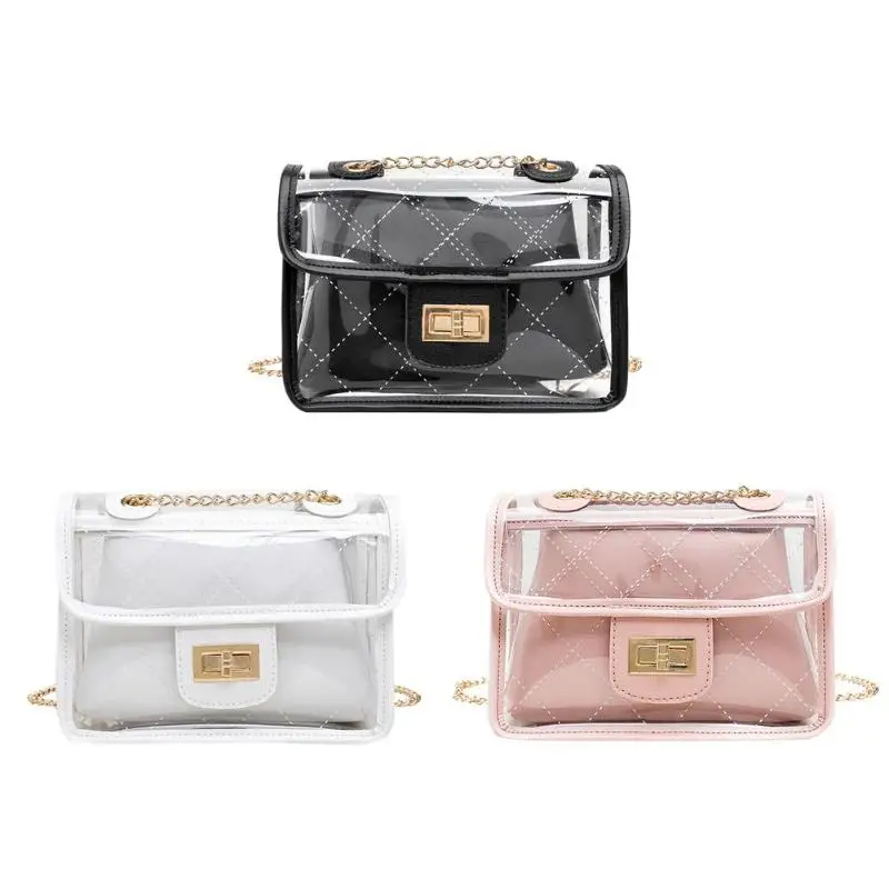 

Fashion Transparent PVC Women Chain Shoulder Bag Daily Small Messenger Bag
