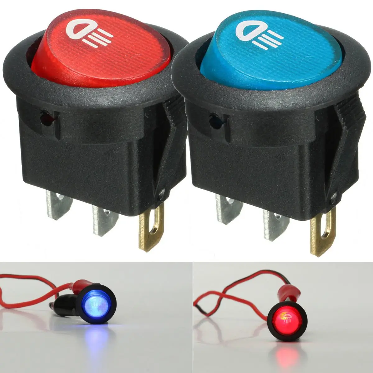 1/5 pcs Car Boat LED Fog Light Rocker Switch 12V Illuminated SPST On