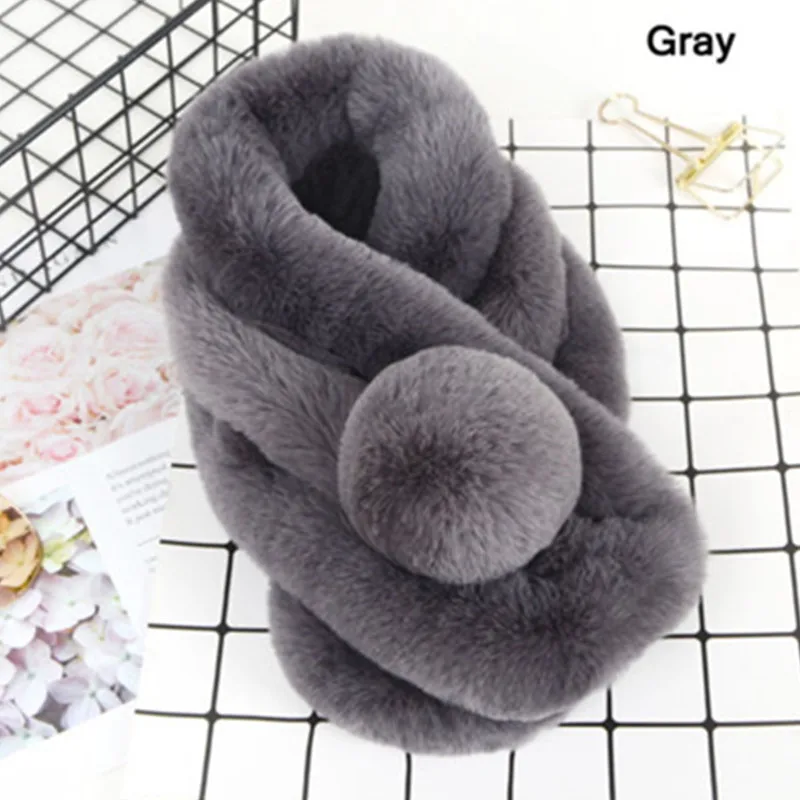 Women Winter Fashion Plush Rex Rabbit Hair Scarf Lady Thicken Fur Collar Neck Warmer