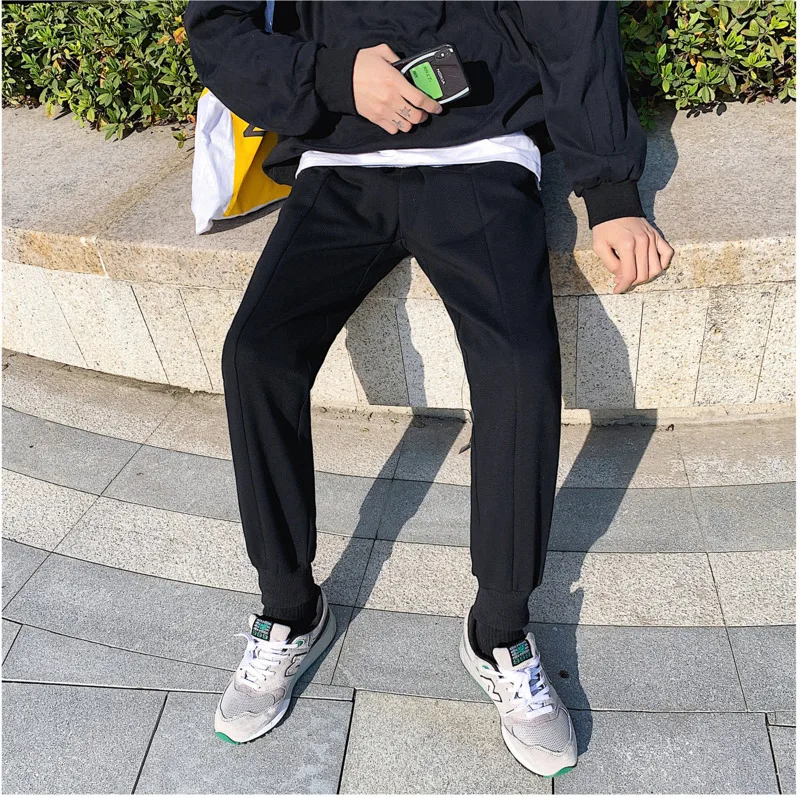 Men's Trousers 2019 Seasons New Youth Popular Loose Straight Sports Pants Neutral Feet Nine Pants Youth Casual Men's Clothing
