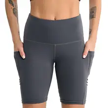 Для женщин на каждый день однотонный с эластичной резинкой на талии наколенный карман синий, черный, темно-серый, серый