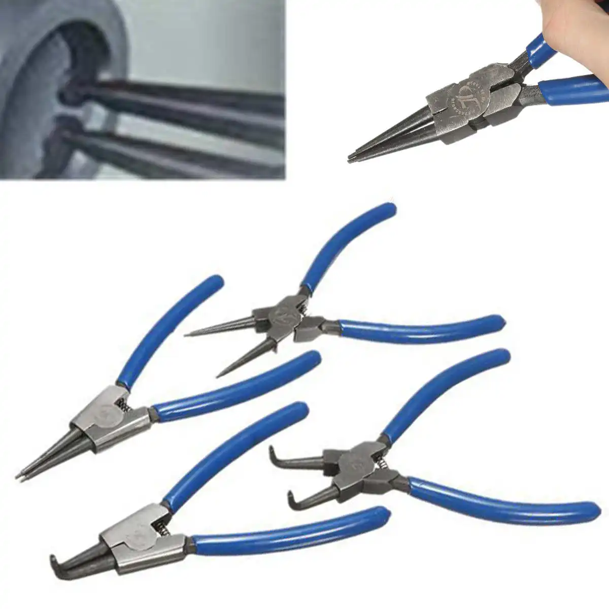 

4Pcs/set Circlip Plier Set Internal External Straight Curved Snap Ring Pliers 6'' Hand tools