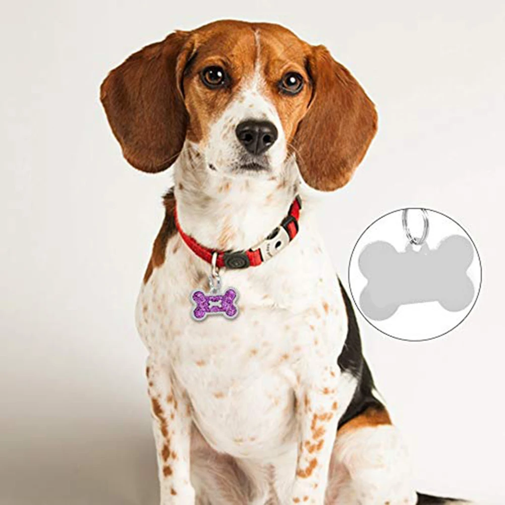 В форме кости сплав собака тэг идентификационноо имени Блестки Bling Pet