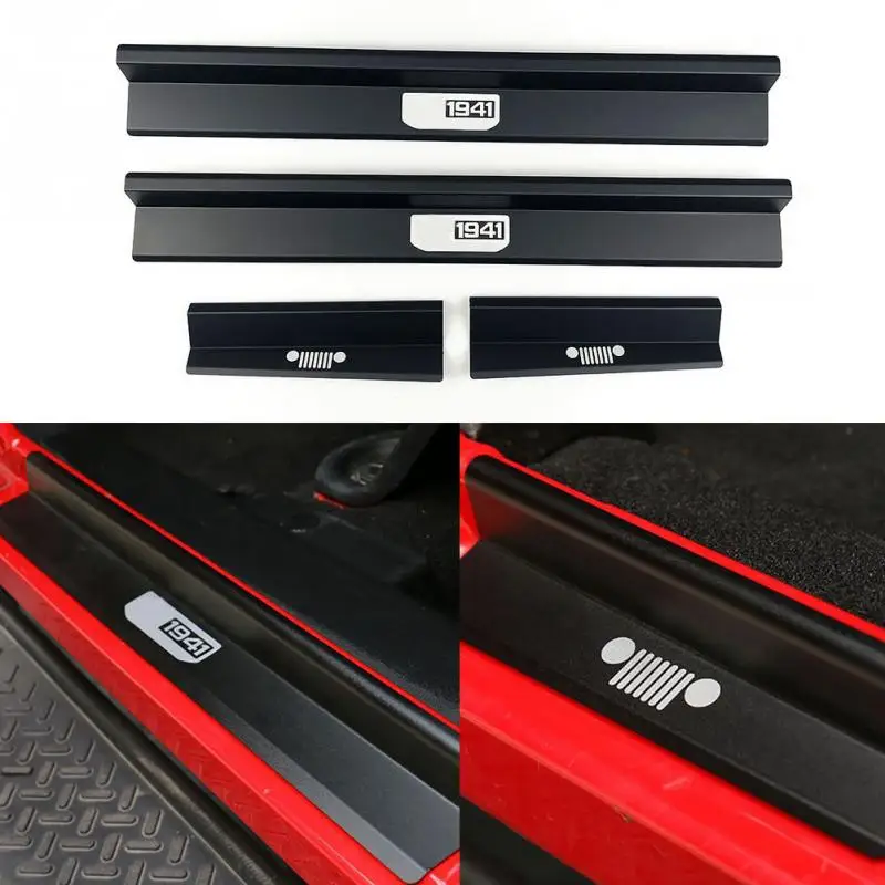 

Door sills Car Pedal Scuff Plate Entry Guards-Black For Jeep Wrangler JK 4 Door 2007-2018 Aluminum Alloy 4-Door #0107