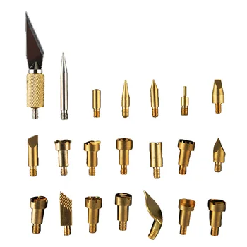 

22PCS Copper Soldering Iron Tip for Handmade Leather Woodworking Sealing Single Line Decorate Pyrography DIY Tools Kit
