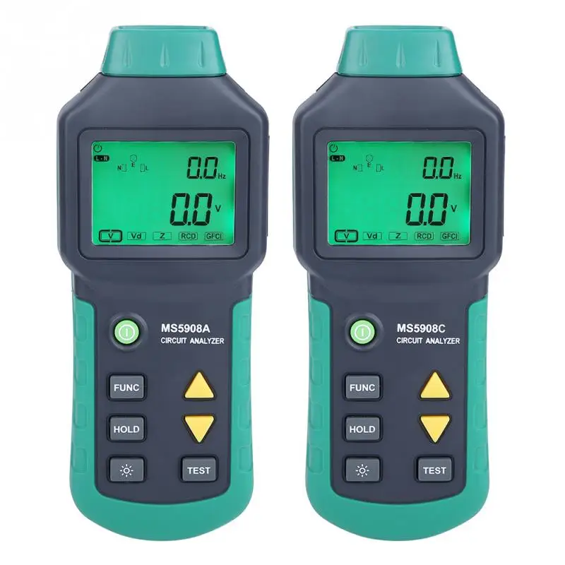 

AC100-240V MASTECH MS5908A/MS5908C LCD Circuit Analyzer With Voltage GFCI RCD Tester Tools