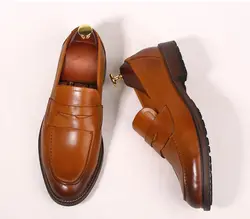 Ретро человек Натуральная кожа Италия Дерби Туфли-оксфорды 2018 Демисезонный чёрный; коричневый Для мужчин модные Шлёпанцы обувь