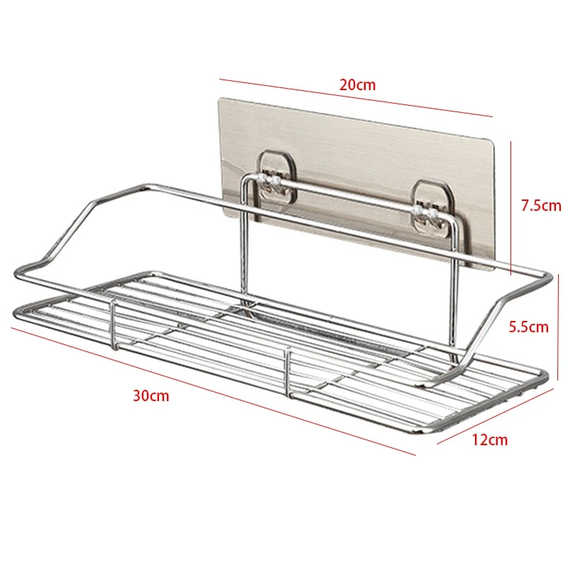 Punch-Free Stainless Steel Kitchen Bathroom Storage Rack Toilet Wall Hanging Shelf Bathroom Kitchen Shelf Storage Gluing Baske Punch-Free Stainless Steel Kitchen Bathroom Storage Rack Toilet Wall Hanging Shelf Bathroom Kitchen Shelf Storage Gluing Baske