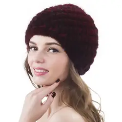 2018 Горячая женская натуральная норковая меховая шапка зимняя настоящая шапочки с мехом норки шапка s теплая вязаная настоящая норковая