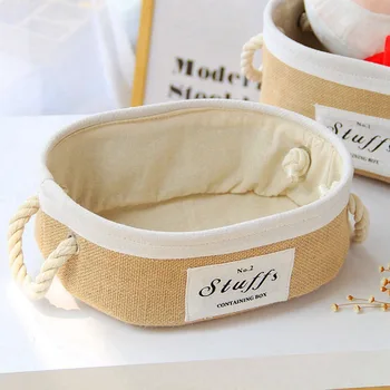 

Nordic style jute storage basket oval simple Japanese and Korean desktop stickers stuffs cotton eva thick storage
