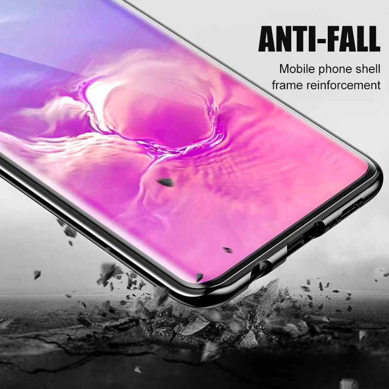 Магнитный чехол 360 для Samsung Galaxy s10 plus e S10e прозрачный двухсторонний жесткий