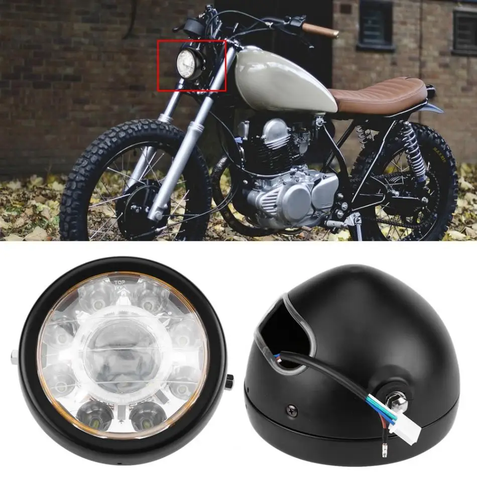 

Motorcycle Metal Retro Grill Mask Front Stylish Headlight for Harley Cafe Racer Chopper Bobber CG125 GN125 Motorcycle Headlight