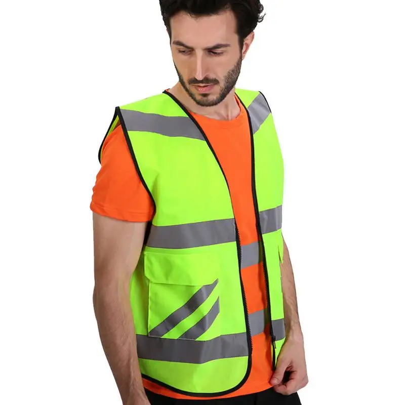 Защитный жилет Hi Vis 2 кармана светоотражающая куртка класса защитный для улицы