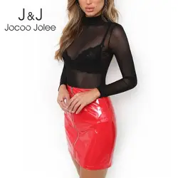 Jocoo Джоли пикантные Для женщин Искусственная кожа юбка-карандаш Мода Высокая Талия молния линии юбки элегантный черный Bodycon мини-юбка 2019