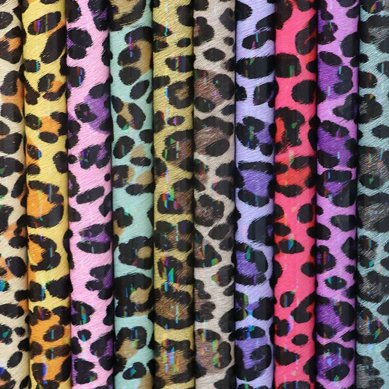 

Lychee Life A4 Laser Leopard Pattern Fake Leather Fabric High Quality Synthetic Leather DIY Material For Handbag Garments