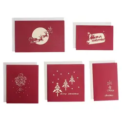 3D Рождественские открытки всплывающие поздравительные открытки подарки на Рождество/Новый год