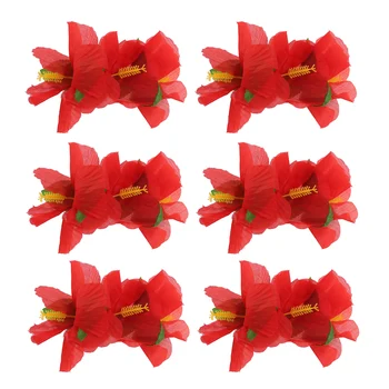 

6Pcs Hawaiian Flowers Hair Clips Bridal Barrette Tropical Beach Wedding Hibiscus Flower Women Party Hairclip Hairpin