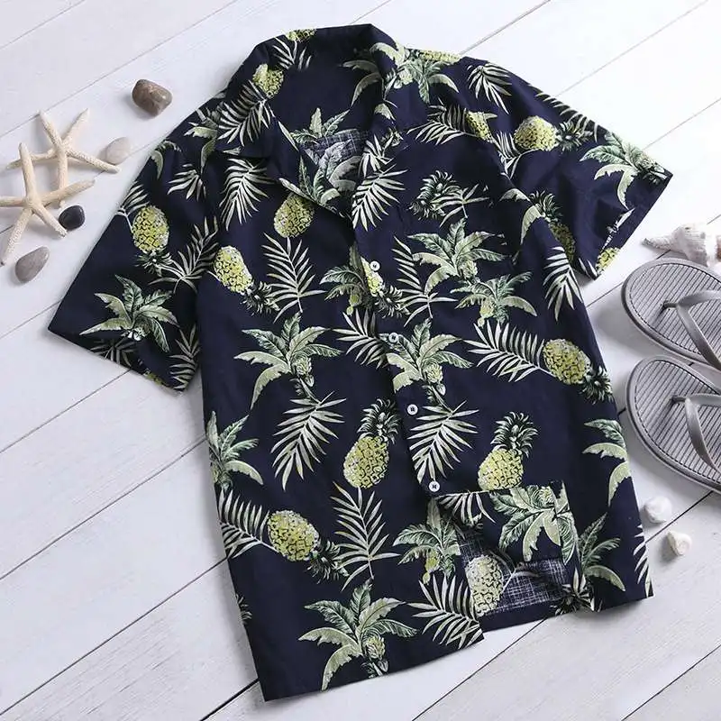 Большой 4XL Гавайские рубашки тропический Для мужчин s рубашки с короткими рукавами и лацканами воротник пляж рубашки для отпуска Camisa Masculina