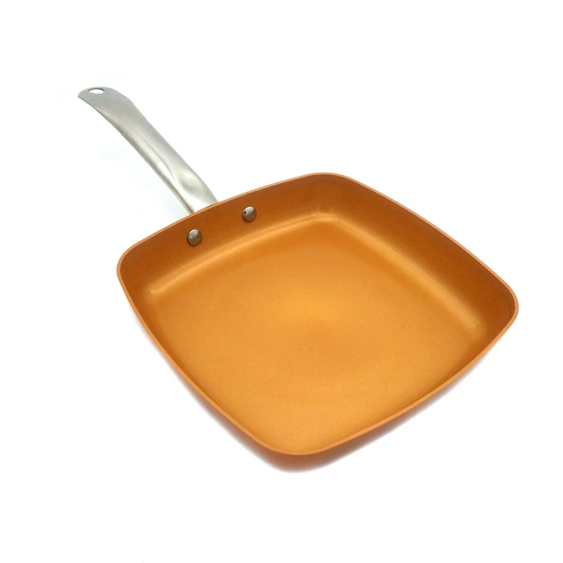 WHISM Non Stick Copper Frying Pans Square Cooker Pan With Ceramic Copper Oven Chef Square Fry