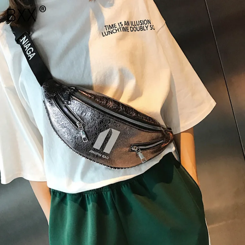 

[BXX] 2019 New Fashion Women Single Shouler Croobody Bag Female All-match Chest Waist Bag Wide Straps PU Leather Handbag HE671