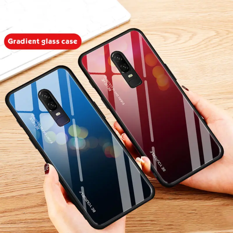 Protective Coque Phone Case For OnePlus 6 6T Shockproof Bumper Gradient Tempered Glass Case Cover Capa For OnePlus 6 6T Fundas Protective Coque Phone Case For OnePlus 6 6T Shockproof Bumper Gradient Tempered Glass Case Cover Capa For OnePlus 6 6T Fundas