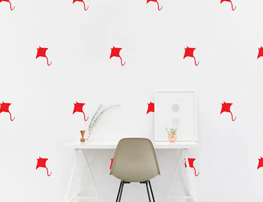 Bar Pattern Wallpaper Vinyl Decals Stickers Office Home Decor Devil fish wall Decal Nautical Marine Stingray Kids room Wall Sticker Bedroom