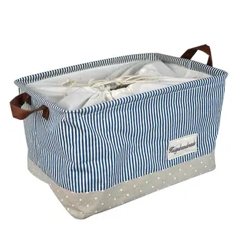 

Storage Box Home Laundry Clothes Toy Basket Folding Storage Bin Organizer Stripes Design 38x26x23cm