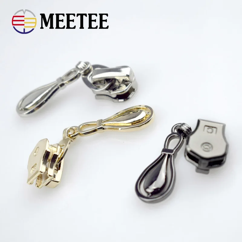 

5pcs Meetee 8# Metal Zipper Slider for Jakect Clothes Metal Zip Puller Repair Kits Bags Suitcase Accessories G1-3