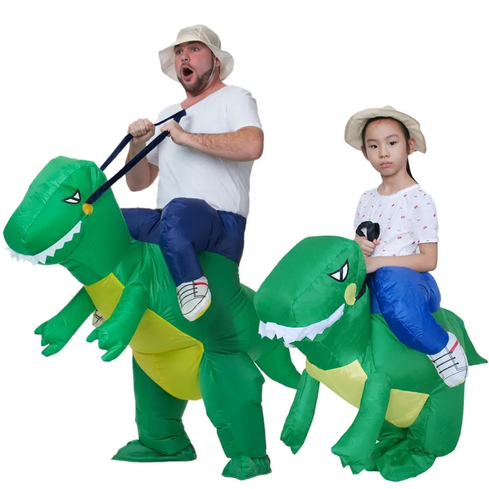 Хэллоуин надувной костюм динозавр T REX для взрослых детей нарядное платье