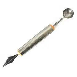 Фрукты нож для дыни двойной применение дыни ложка льда нержавеющая сталь инструмент кухня Серебряный + оранжевый