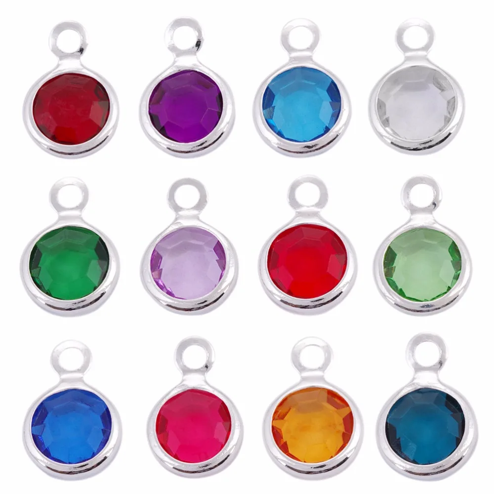 

Wholesale 120pcs/lot mixed gold & silver Birthstone floating charms 6mm for Personalized Necklace with free ring