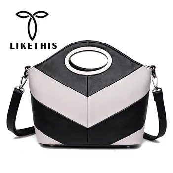 

LIKETHIS Casual Women Shoulder Bag Female Handbags Leather Bags Woman Metal Handle Solid Sac A Main Femme De Marque Luxe Cuir