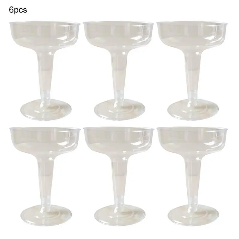 6pcs 120ml disposable goblet hard plastic champagne red wine cup