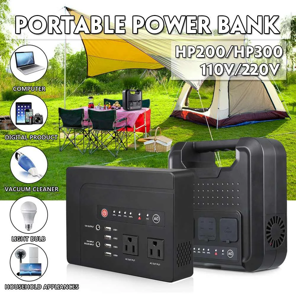 

110V/220V Portable Solar Generator Power Supply with Inverter LCD Display 42000/59400mAh Energy Storage Generation Universal