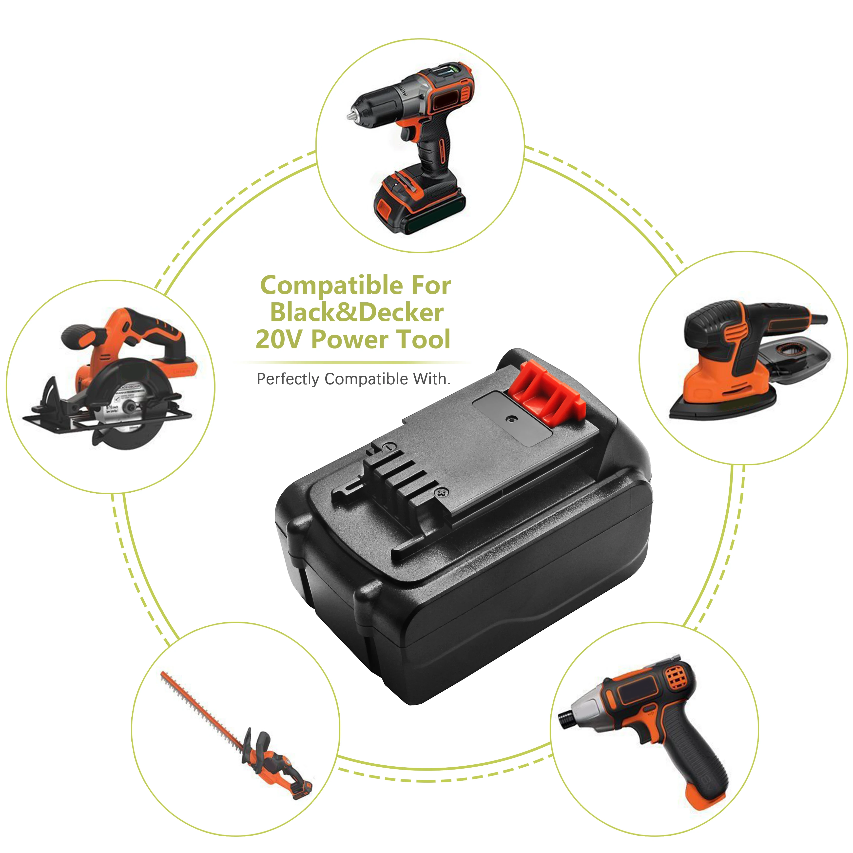 Powtree 20V 4.5Ah Li-Ion LB20 Батарея для BLACK&DECKER LBXR20 LB20 LBX20 ASL186K BDCDMT120 CHH2220 LD3K220 LPP120 LST120 L10