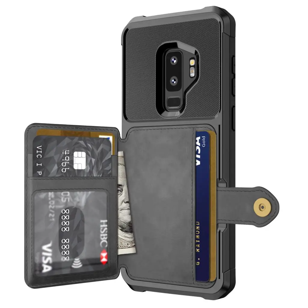 

R-JUST PU Leather Case For Samsung Galaxy S9 S9 Plus Retro Flip Phone Cases For Samsung Galaxy Note 9 Card Holders Cover