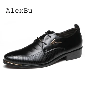 

AlexBu Dress Man Leather Shoes Man Oxfords Shoes Pointed Toe Spring Classic Business Office High Quality Leather Shoe Lace Up