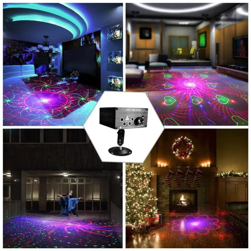

5 Holes 120 Patterns RGB Laser Light DJ Projector Disco LED Stage Effect Lighting for Home Party Entertainment dropshipping