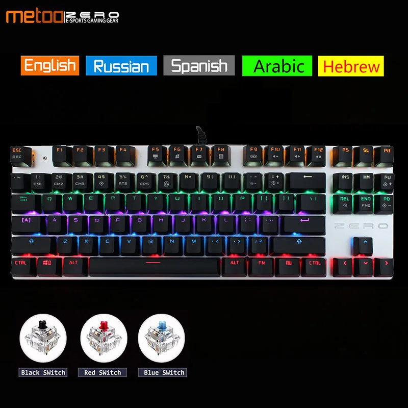 Продажа Профессиональная игровая механическая клавиатура с 104 87 клавишами, с защитой от привидения, светящаяся, синяя, красная, черная, светодиодный...