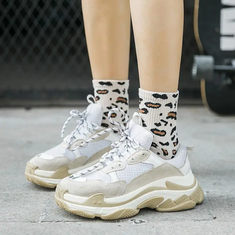

2019 New Style Fashionable Women's Socks Spot Leopard Print Pattern Multicolor Cotton Middle Length Socks Sports Socks
