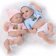 11 Inch Full Silicone Lifelike Twin Reborn Baby Doll Sleeping Girl and Awaking Boy Vinyl Newbirth Babies Bathe Toy Children Gift full body silicone reborn baby doll toys for girls lifelike sleeping newborn boy babies brithday gifts bathe toy doll collection