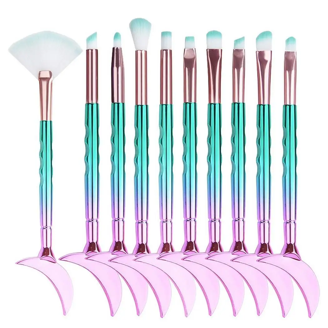 

10 Pcs/Set Foundation Eyebrow Eyeliner Blush Cosmetic Home, Travel Concealer Makeup and Grooming Brush Set
