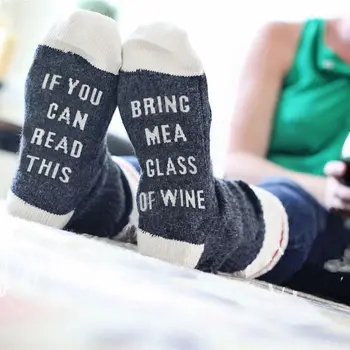 

Hot Sale Winter Custom Women Men If You can read this Bring Me a Glass of Wine Sock for Bar Club Fashion Casual Socks