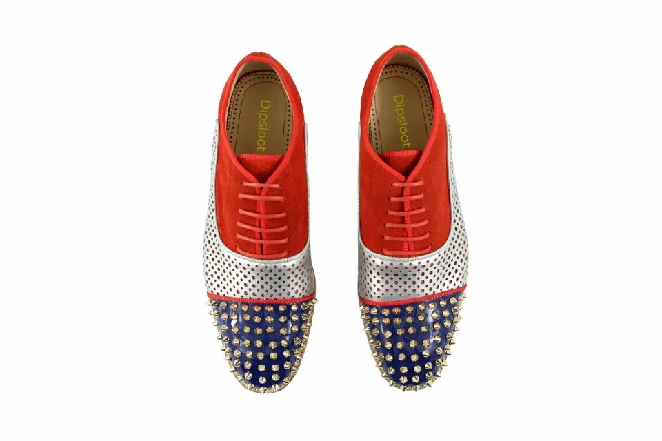 Metal Low Patchwork Sola Sapatos Homens Pic Pregos Perfuração De Casual Rendas Masculinos Cravado Plataforma Top Pé Dos Brogue As Dedo Rebites Couro Do Até wISTqx65x