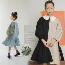 Одежда для девочек-подростков, цветное лоскутное детское Хлопковое платье с длинными рукавами вечерние праздничное платье для детей 6, 8, 10, 12, 14, 15 лет