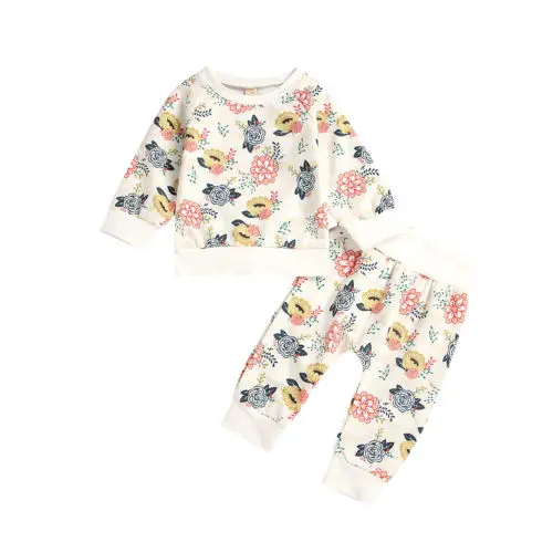 2PCS Little Girls Cotton Clothes Set Newborn Infant Baby Girl Floral