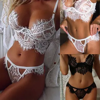 Women Lingerie Babydoll Underwear Sleepwear Nightwear Bra Set Gstring Panties