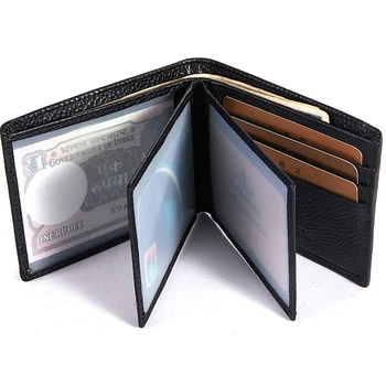 

Black Leather Short Mens Wallets Solid Men's Wallet Bifold Genuine Leather Credit Card Holders Male Leather Front Pocket Purse